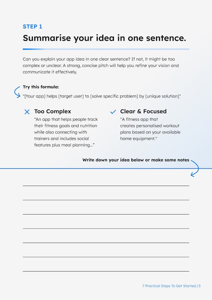 App Founders Roadmap - 7 Practical Steps To Get Started Guide Step 1 Page